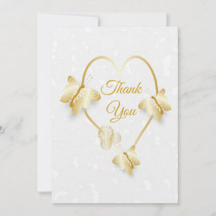 Invitation Papillon mariage couleur or couleur coeur