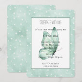 Invitation Papillon Menthe Points Blancs Anniversaire (Devant / Derrière)