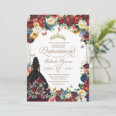 Invitation Papillon mexicain broderie Quinceanera Floral (Debout devant)