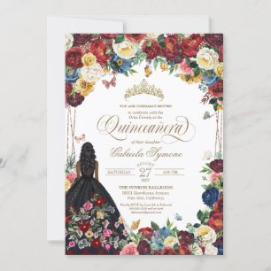 Invitation Papillon mexicain broderie Quinceanera Floral