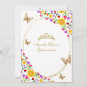 Invitation Papillon mexicain Floral Tiara Quinceañera (Dos)
