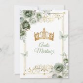 Invitation Papillon mexicain quinceañera Gold & Sage Green (Dos)