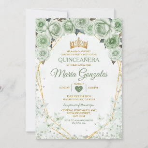 Invitation Papillon mexicain vert Quinceañera Sage