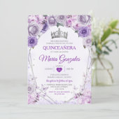 Invitation Papillon mexicain violet Lilac Quinceañera Couronn (Debout devant)