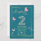 Invitation Papillon moderne Whimsical turquoise 2ème annivers (Devant)
