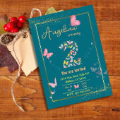 Invitation Papillon moderne Whimsical turquoise 2ème annivers