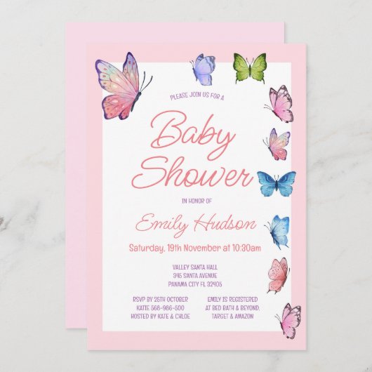 Invitation papillon modifiable (Devant / Derrière)