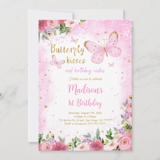 Invitation papillon modifiable (Devant)