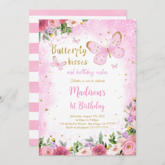 Invitation papillon modifiable (Devant / Derrière)