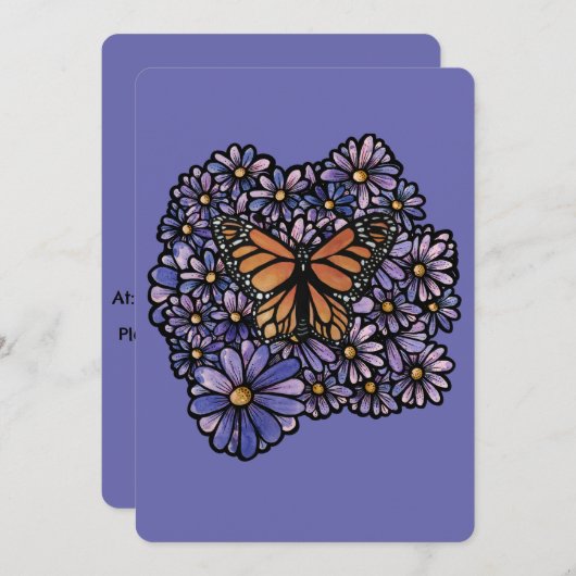 Invitation Papillon monarque (Devant / Derrière)