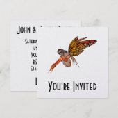 Invitation Papillon Monarque orange 3D Pixie - Fairy 2 (Devant / Derrière)