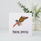 Invitation Papillon Monarque orange 3D Pixie - Fairy 2 (Debout devant)