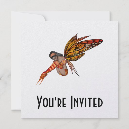 Invitation Papillon Monarque orange 3D Pixie - Fairy 2 (Devant)