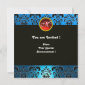 Invitation PAPILLON MONOGRAMME HYPER, damas bleu, rubis rouge (Dos)