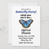 Invitation Papillon Morpho Bleu Illusion d'Optique Fête Drôle (Devant)