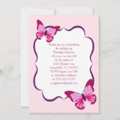 Invitation Papillon Motif Plutôt rose violet (Devant)