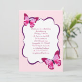 Invitation Papillon Motif Plutôt rose violet (Debout devant)
