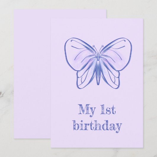 Invitation Papillon mou violet (Devant / Derrière)