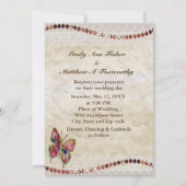 Invitation Papillon mousseux, dentelle et Mariage de parchemi (Devant)