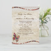 Invitation Papillon mousseux, dentelle et Mariage de parchemi (Debout devant)