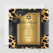 Invitation Papillon noir bat mitzvah Leopard Gold (Devant)
