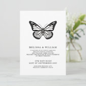 Invitation Papillon noir et blanc Mariage moderne (Debout devant)