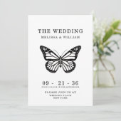 Invitation Papillon noir et blanc Mariage simple moderne (Debout devant)