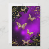 Invitation Papillon noir mariage Sparkle violet or (Dos)