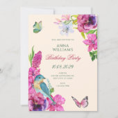 Invitation papillon oiseau floral  (Devant)
