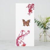 Invitation PAPILLON OR EN OR , fioritures blanches rouges viv (Debout devant)