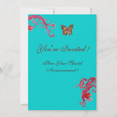 INVITATION PAPILLON OR EN OR ROUGE BLEU CLAIR (Dos)