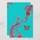 INVITATION PAPILLON OR EN OR ROUGE BLEU CLAIR (Devant / Derrière)