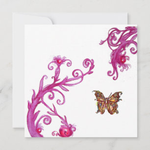 Invitation PAPILLON OR EN PAPIER , rose blanc vif
