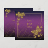 Invitation Papillon or violet noir tourbillonne (Devant / Derrière)