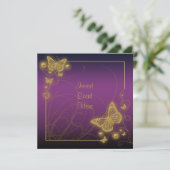 Invitation Papillon or violet noir tourbillonne (Debout devant)