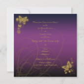 Invitation Papillon or violet noir tourbillonne (Dos)