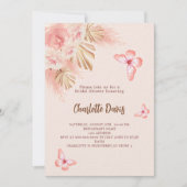 Invitation Papillon pampas herbe rose Fête des mariées de lux (Devant)