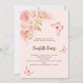 Invitation Papillon pampas herbe rose rose rose Fête des mari (Devant)