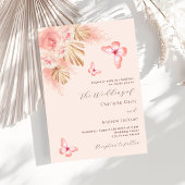 Invitation Papillon pampas herbe rose rose rose or mariage