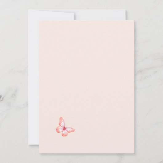 Invitation Papillon pampas herbe rose rose rose or mariage (Dos)