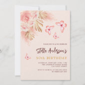 Invitation Papillon pampas herbe rose rose rose rose luxe ann (Devant)