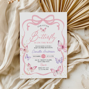 Invitation Papillon papillon rose pourpre Baby shower fille