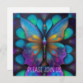 INVITATION PAPILLON PASTEL COSMIQUE (Devant / Derrière)