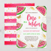 Invitation Papillon Pastèque Fille 1er Anniversaire  (Devant / Derrière)