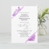 Invitation *~* Papillon Peony Floral QR RSVP AR3 Mariage (Debout devant)