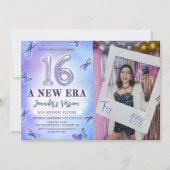 Invitation Papillon pourpre Eras Anniversaire 16ème Photo (Devant)