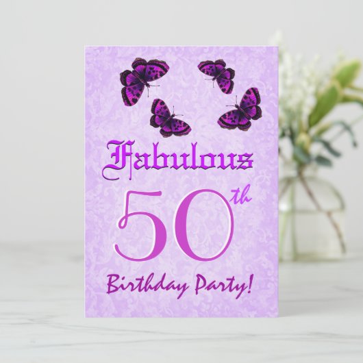 Invitation Papillon pourpre fabuleux de léopard de 50 (Debout devant)