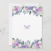 Invitation Papillon pourpre Floral Quinceañera (Dos)