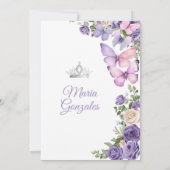 Invitation Papillon pourpre Lilac Quinceanera Couronne d'anni (Dos)