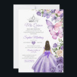 Invitation Papillon pourpre Lilac Quinceanera Couronne d'anni<br><div class="desc">Papillon violet Lilac Quinceanera Anniversaire Invitation de la Couronne</div>